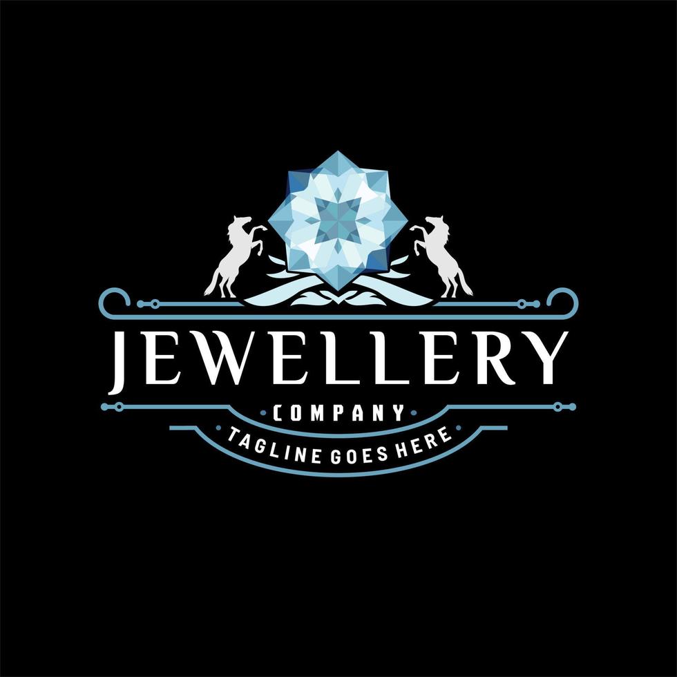 Luxury elegant Jewelery Logo With diamond Illustration Template Design vector