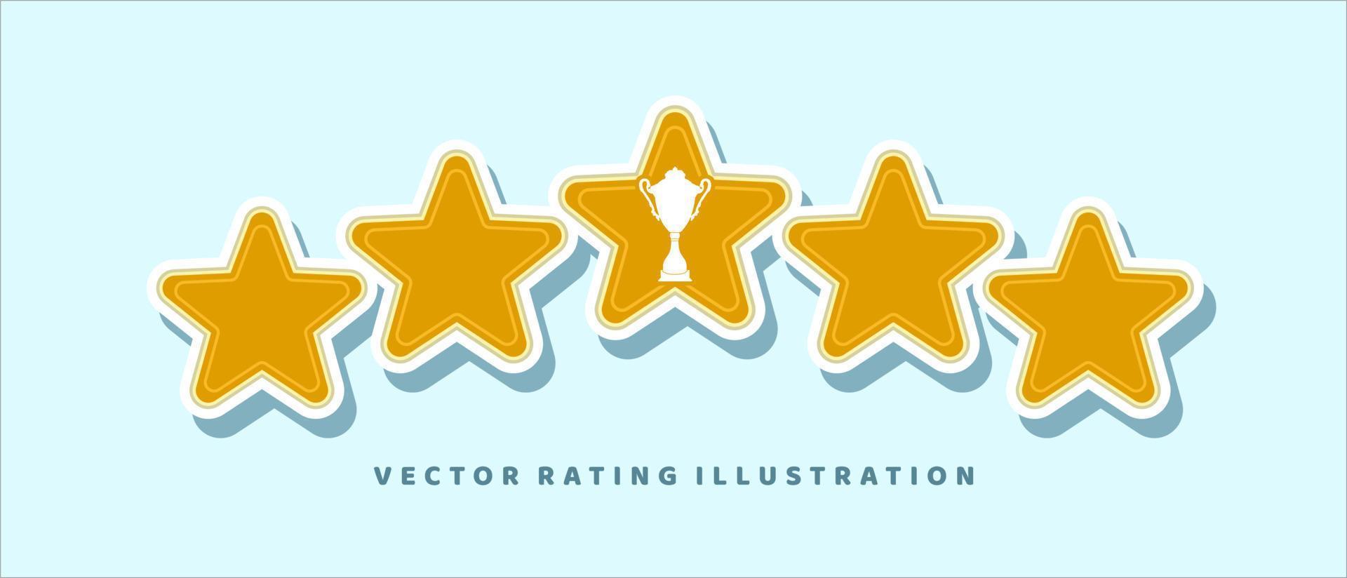 Five Star Rating With Trophy Icon vector design inspiration