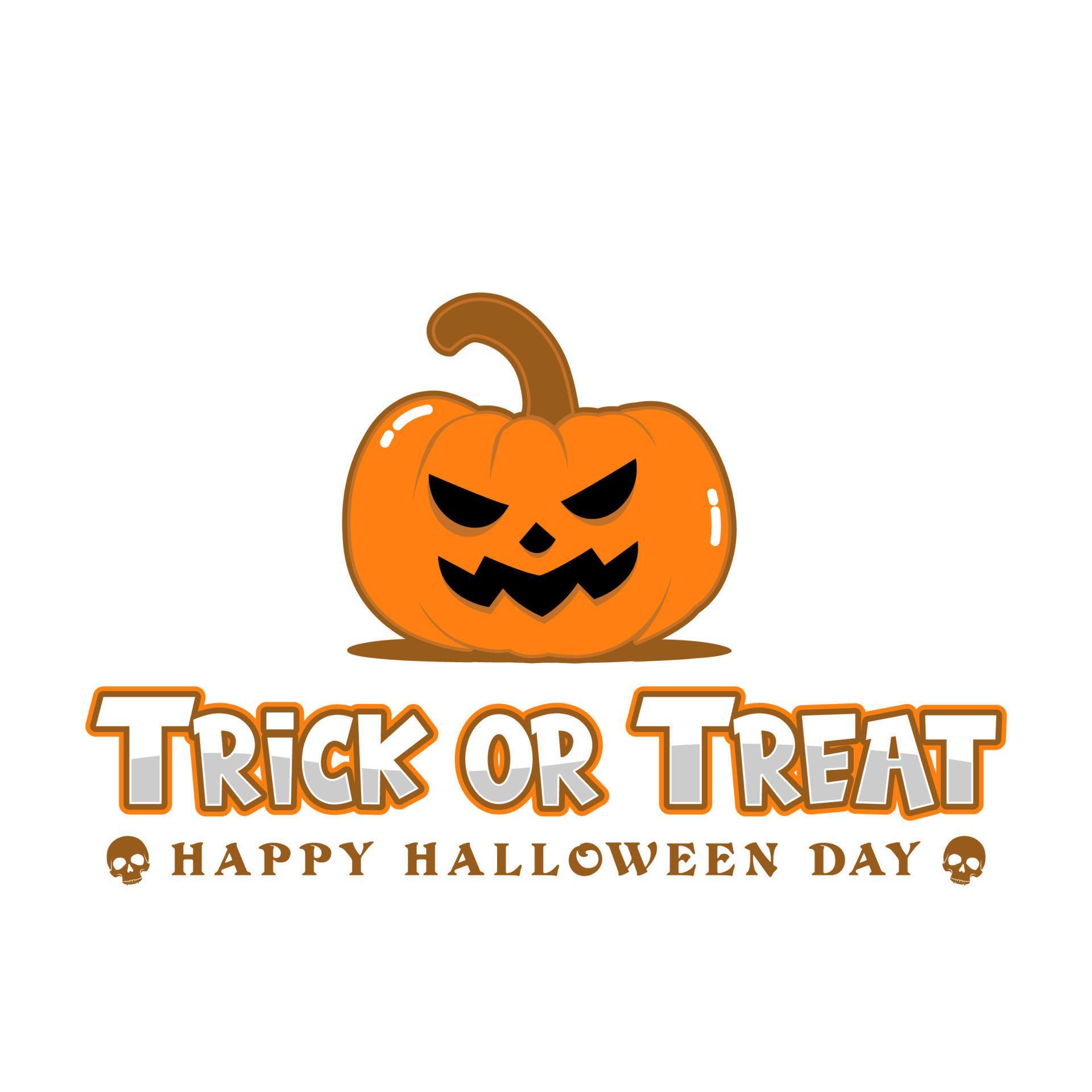 Trick or Treat text with Scary Pumpkin Vector Design, Trick Or Treat