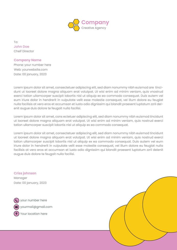 Modern company creative letterhead vector template