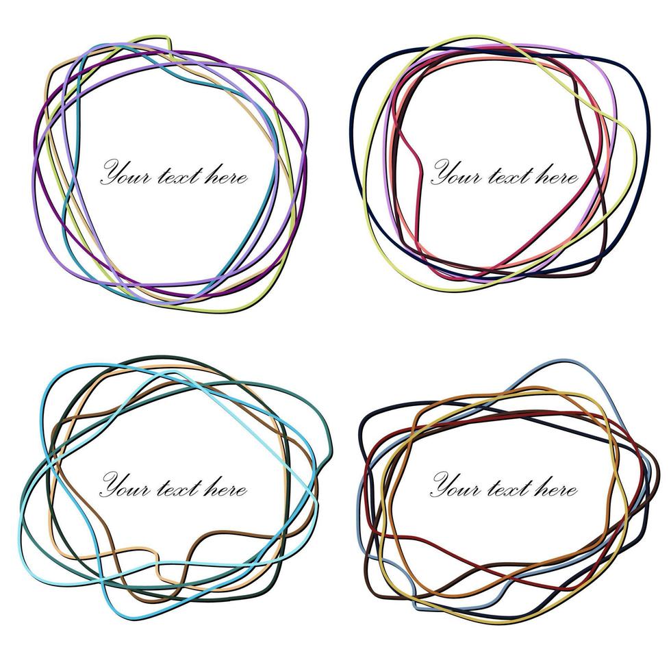 Set of Hand Drawn Scribble in Elliptical Form vector