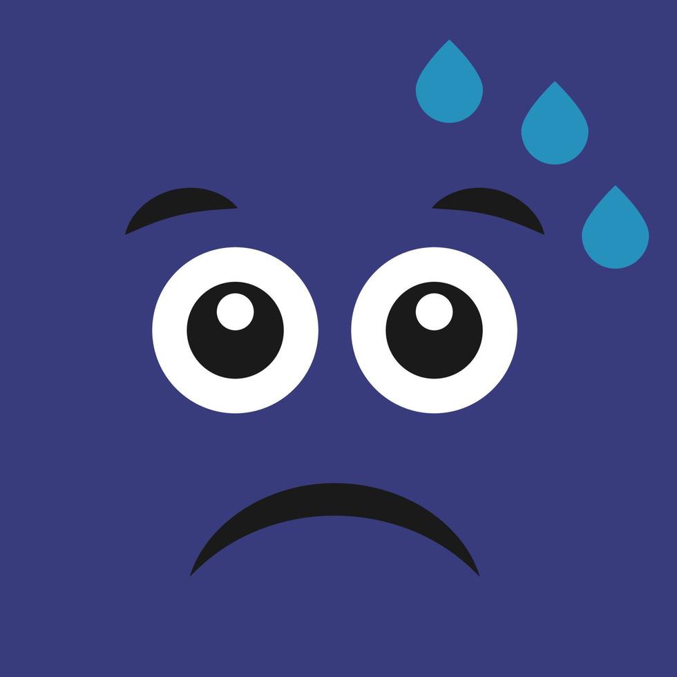Dissatisfied sweaty face on color background. Vector illustration