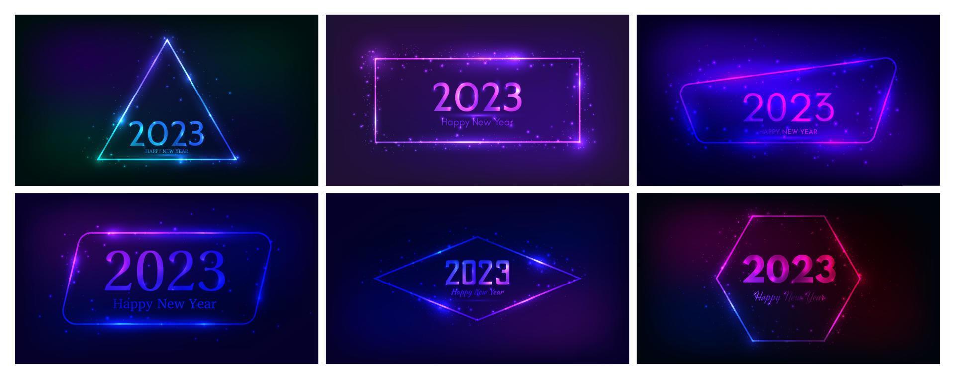2023 Happy New Year neon background vector