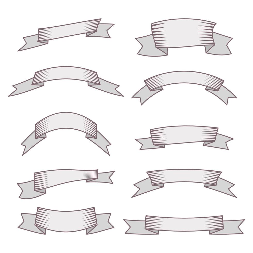 Set of ten ribbons and banners for web design. Great design element isolated on white background. Vector illustration.