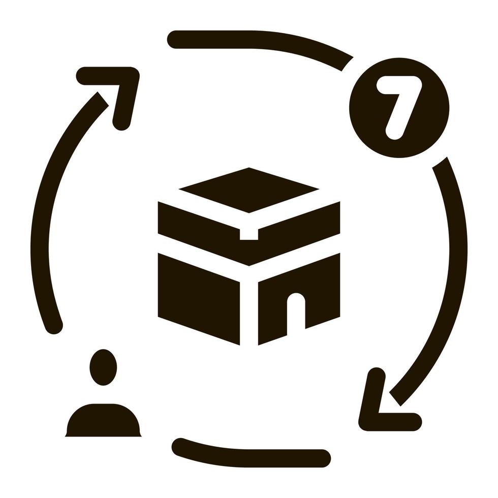 sevenfold tour around kaaba icon Vector Glyph Illustration
