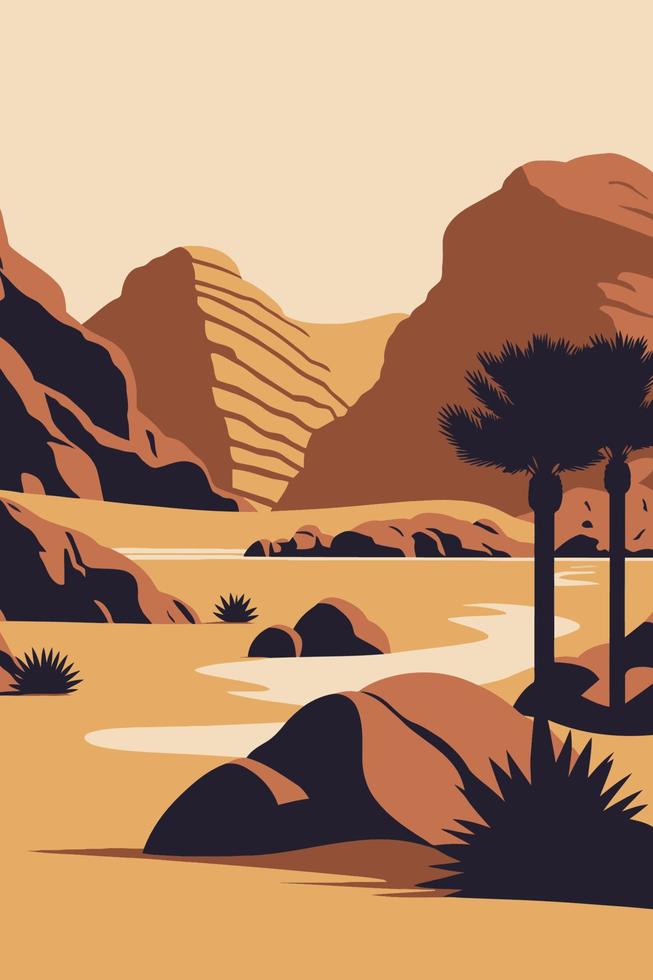 wadi rum jordan carteles retro desiertos famosos del mundo vector