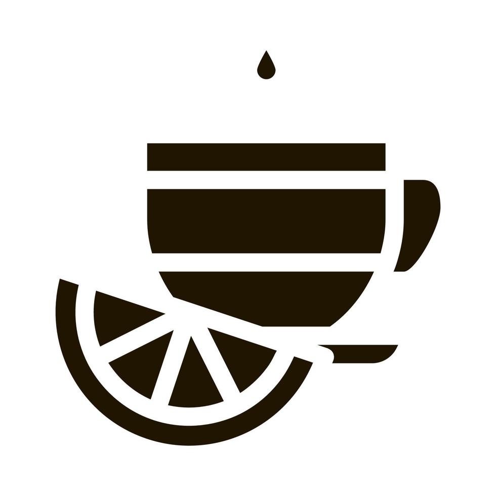 cup of tea with lemon slice icon Vector Glyph Illustration