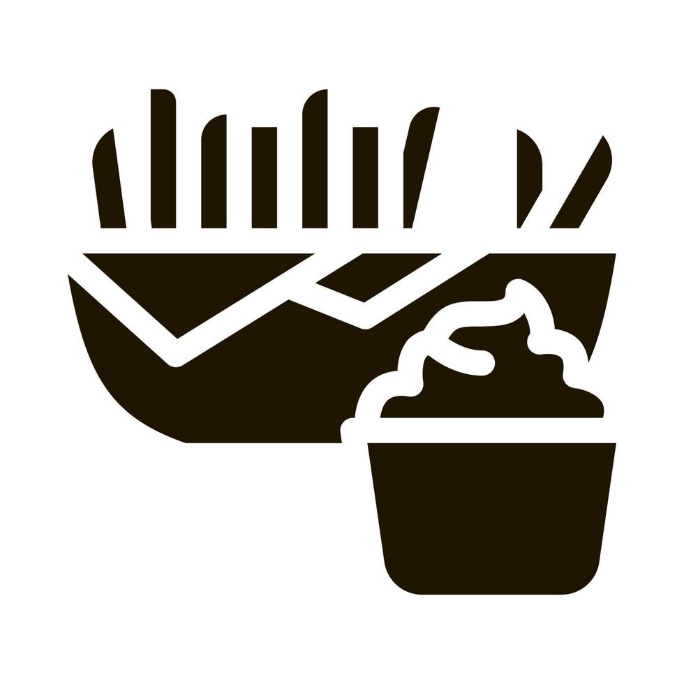 french fries with mayonnaise sauce icon Vector Glyph Illustration