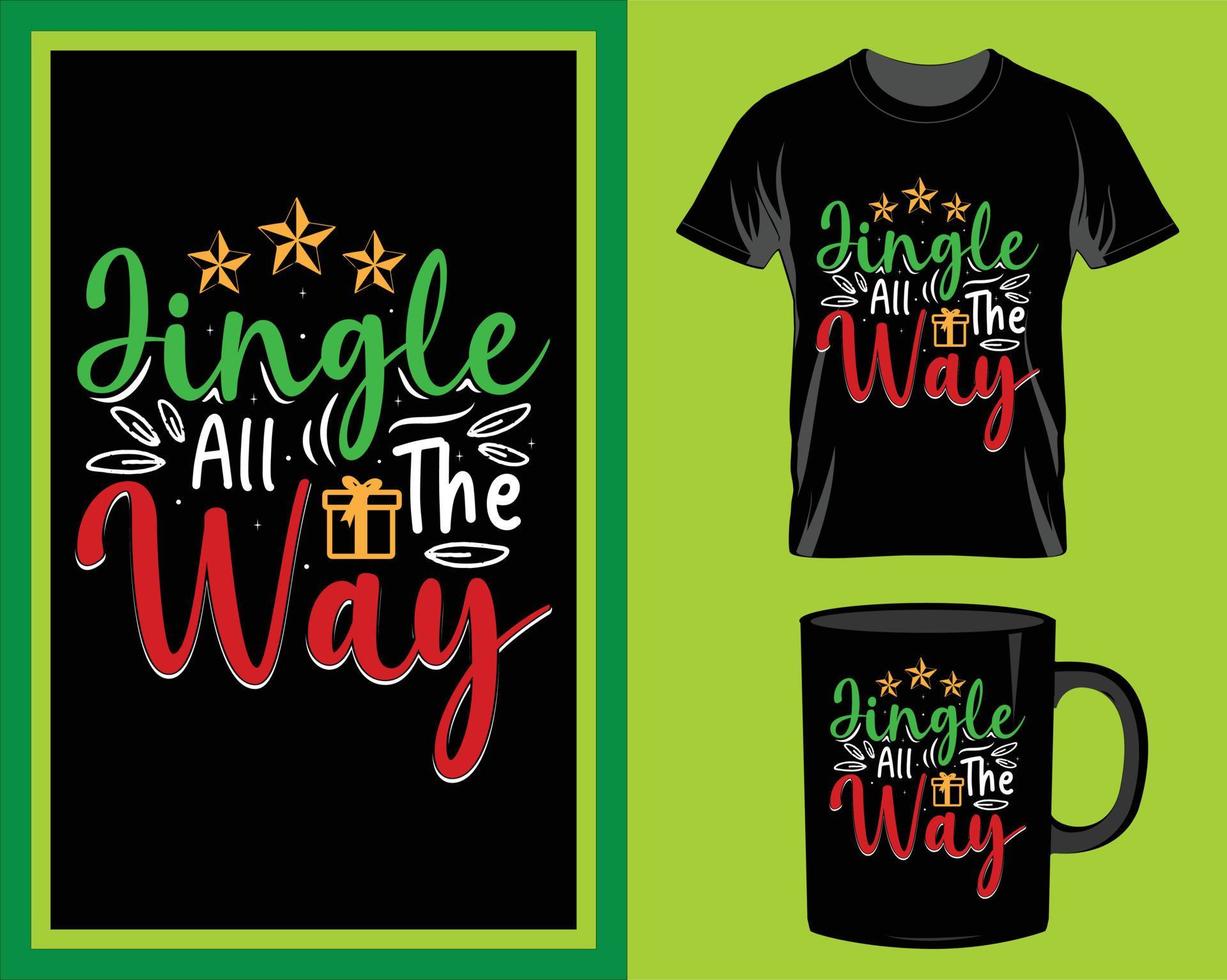 jingle todo el camino cita de navidad vector de diseño de camiseta y taza