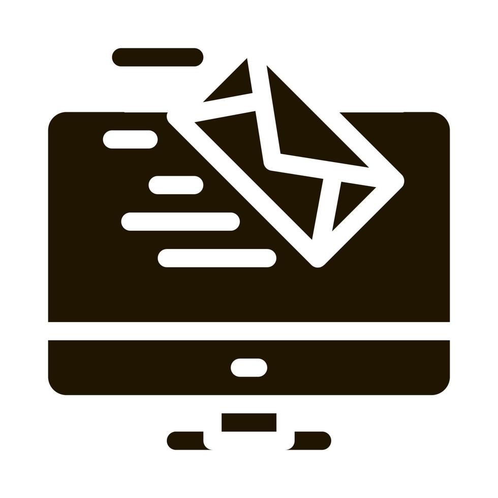 received letter to computer icon Vector Glyph Illustration