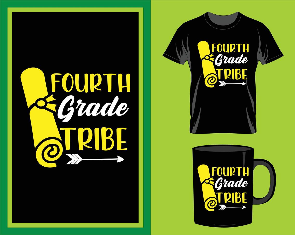 Fourth grade School quote t-shirt and mug design vector