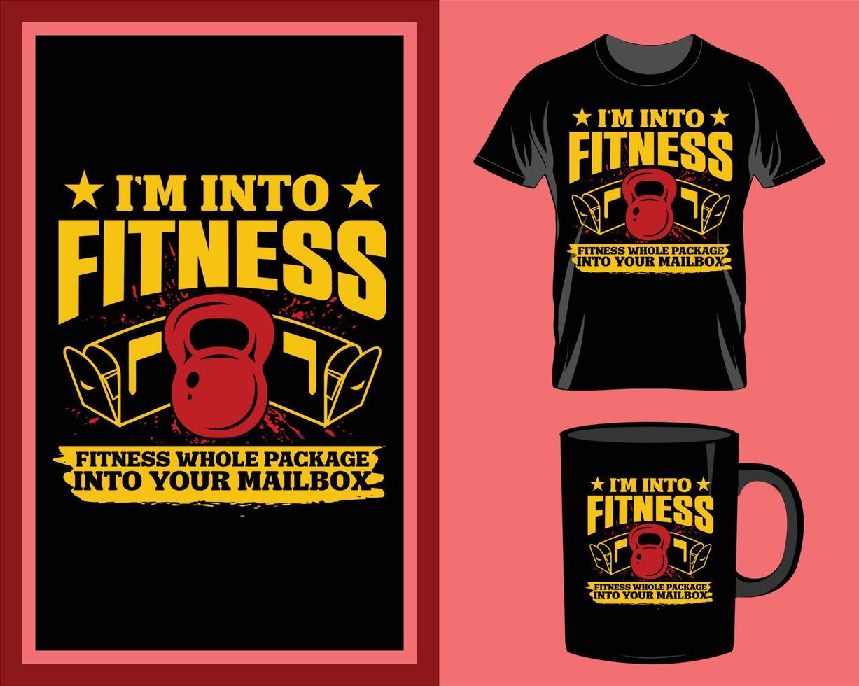 estoy en fitness gym fitness cita camiseta y diseño de taza vector