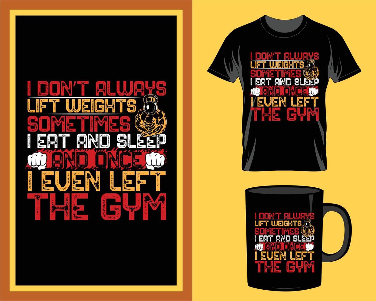 no siempre levanto peso gimnasio cita de fitness vector de diseño de camiseta y taza