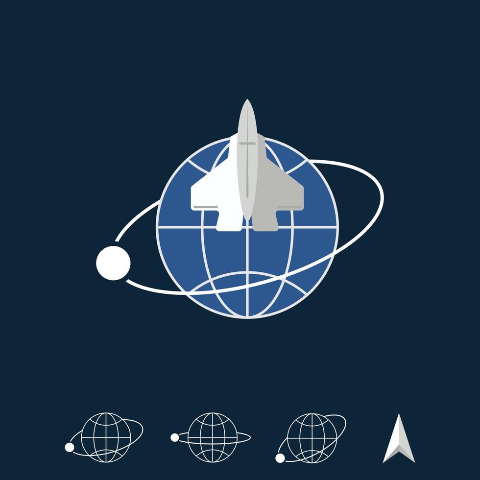 simple tierra o mundo con plano y rotación luna imagen gráfico icono logotipo diseño abstracto concepto vector stock. se puede utilizar como identidad corporativa relacionada con el espacio o el transporte