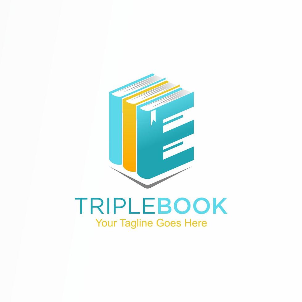 Unique letter or word E font and 3D or triple books image graphic icon logo design abstract concept vector stock. can be used as corporate identity related to reading or initial