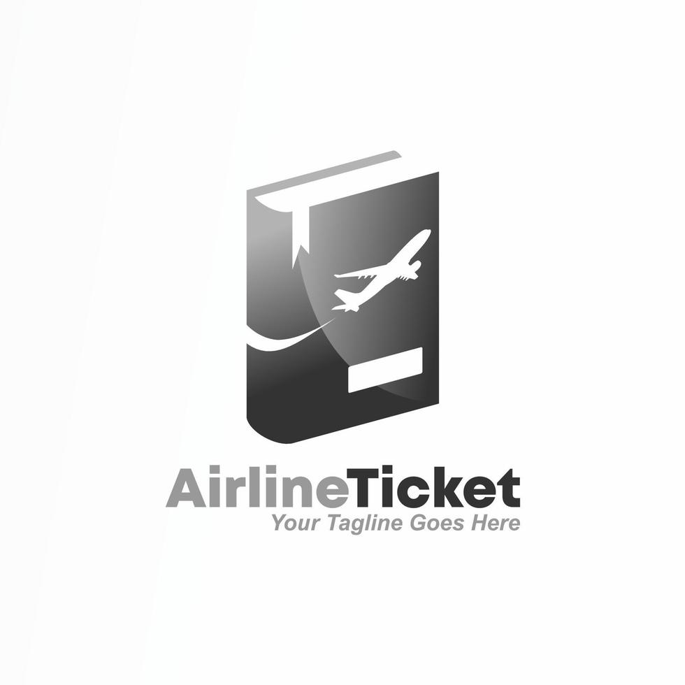 Unique 3D book with flying plane image graphic icon logo design abstract concept vector stock. can be used as corporate identity related to reading or travel