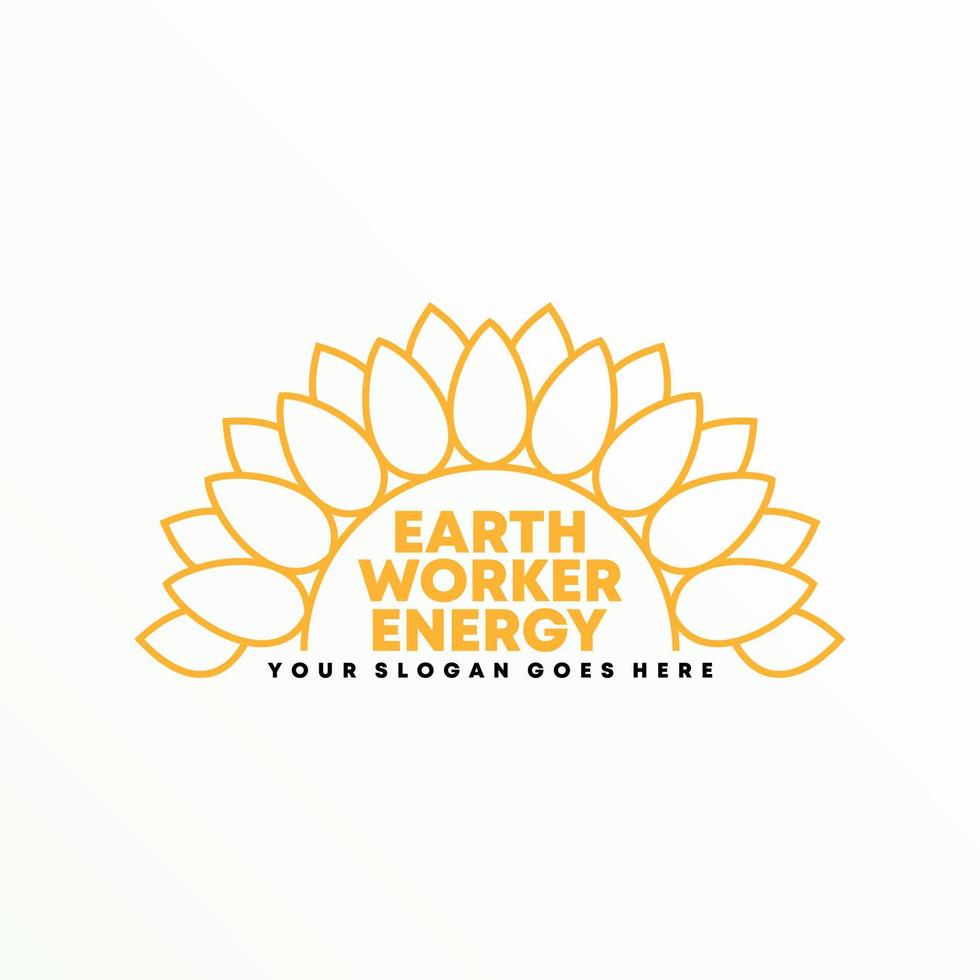 unique and simple half line Sunflower image graphic icon logo design abstract concept vector stock. Which can be a corporate identity related to renewable energy or nature