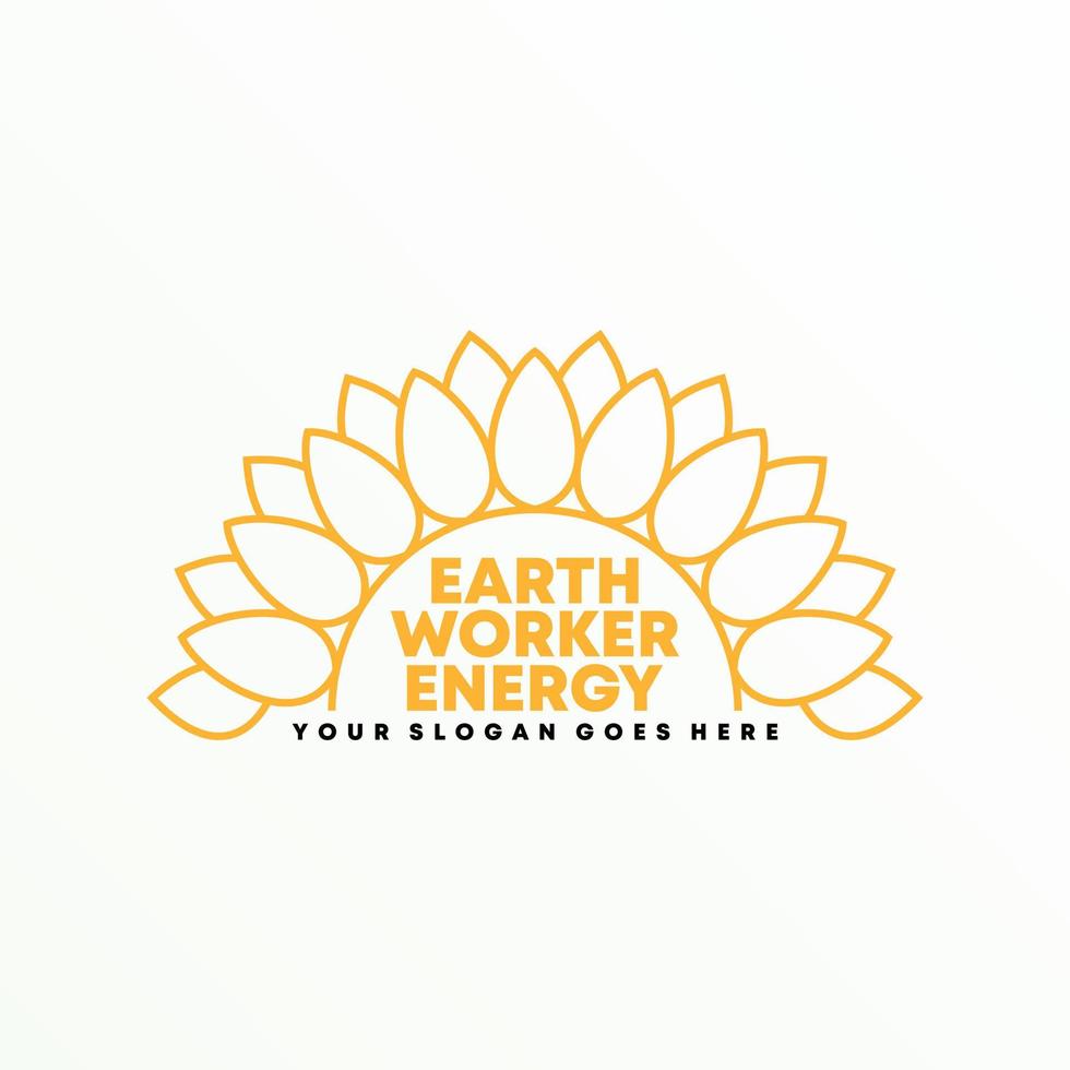 unique and simple half line Sunflower image graphic icon logo design abstract concept vector stock. Which can be a corporate identity related to renewable energy or nature