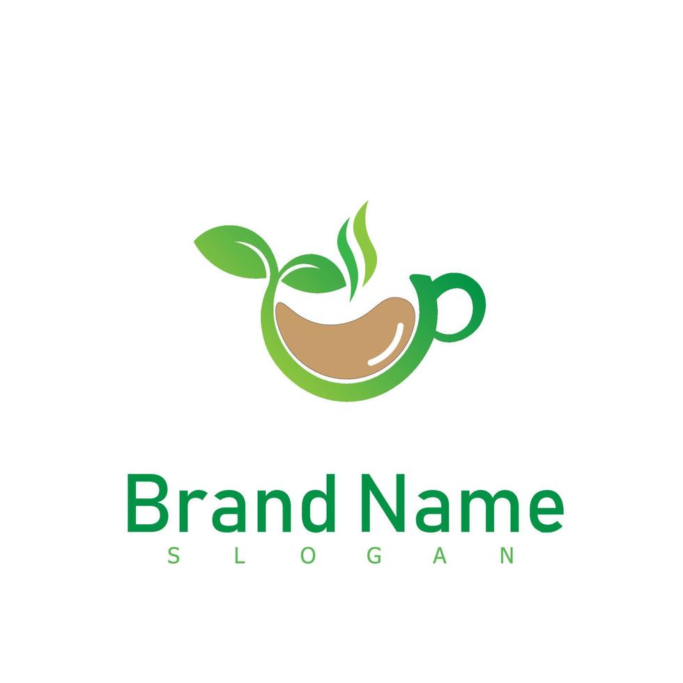drink tea green logo design symbol vector