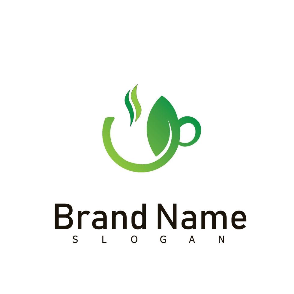 drink tea green logo design symbol vector