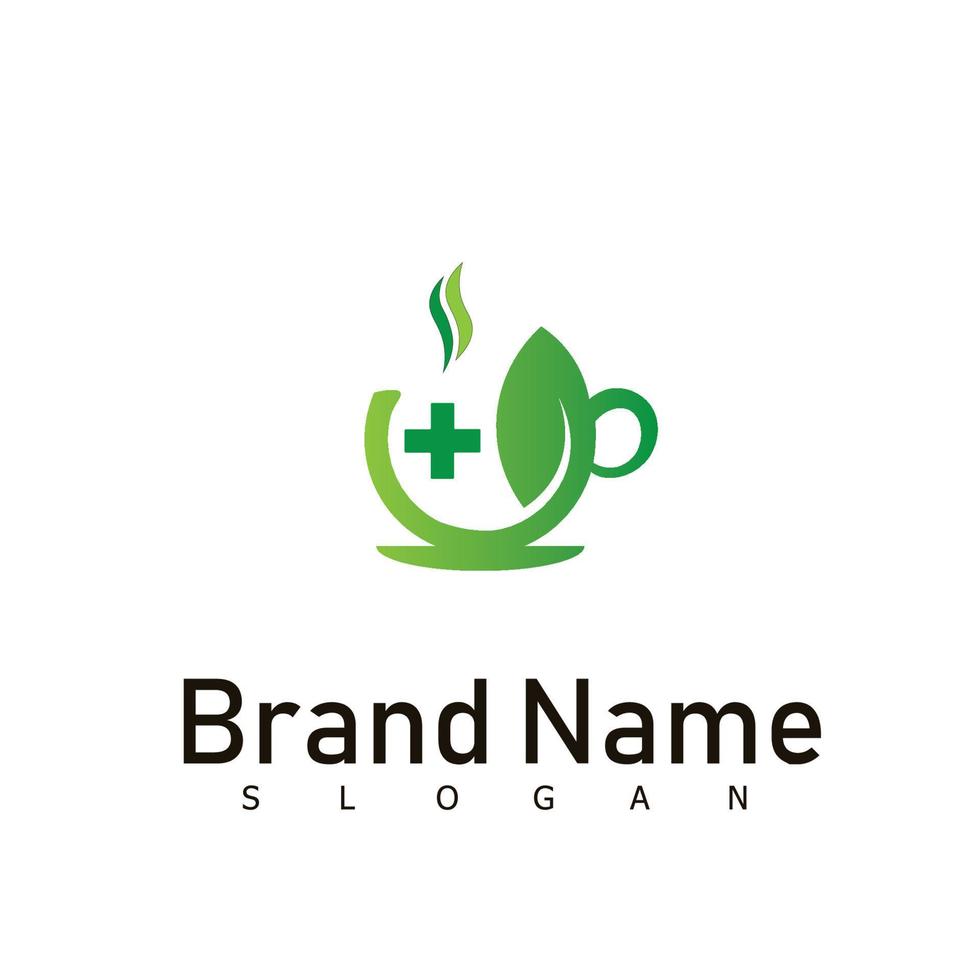 drink tea green logo design symbol vector