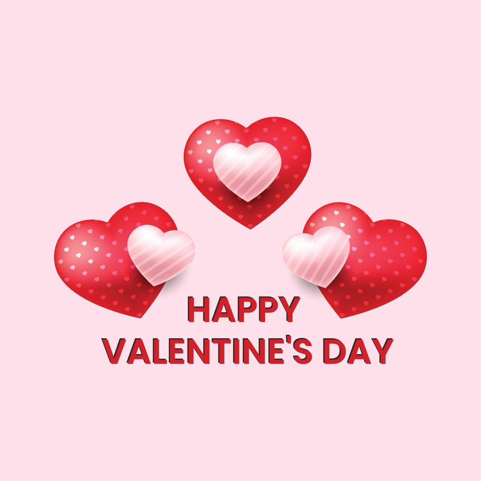 Happy valentines day love hearts  Free Vector