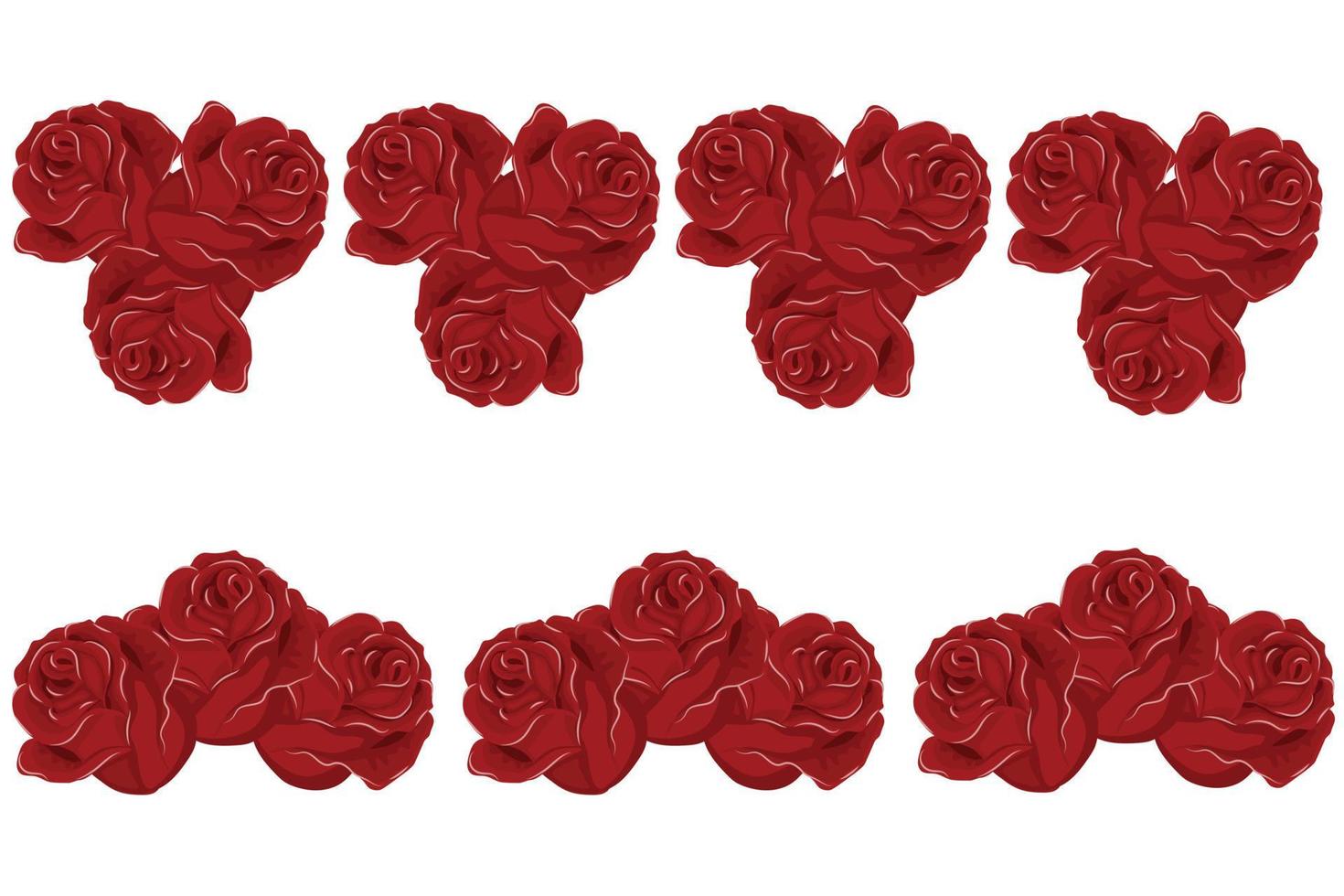 Decorative border of rose flowers. Design. Vector illustration isolated on white background.