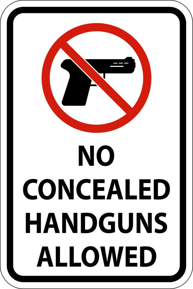 Gun Law Sign No Concealed Handguns Allowed Sign vector