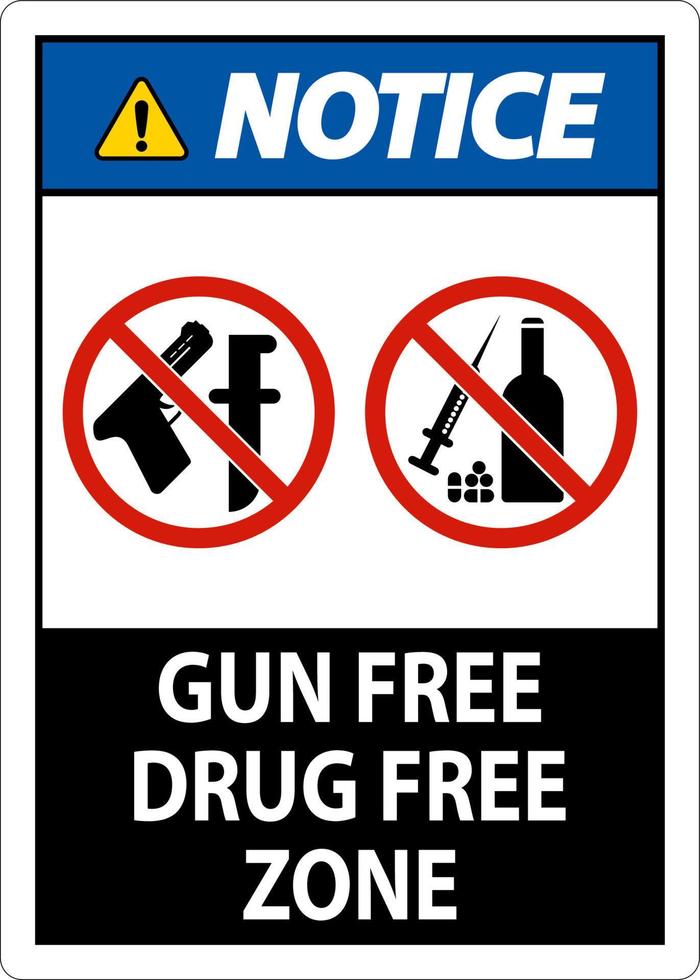 aviso, señal, arma libre, zona libre de drogas vector