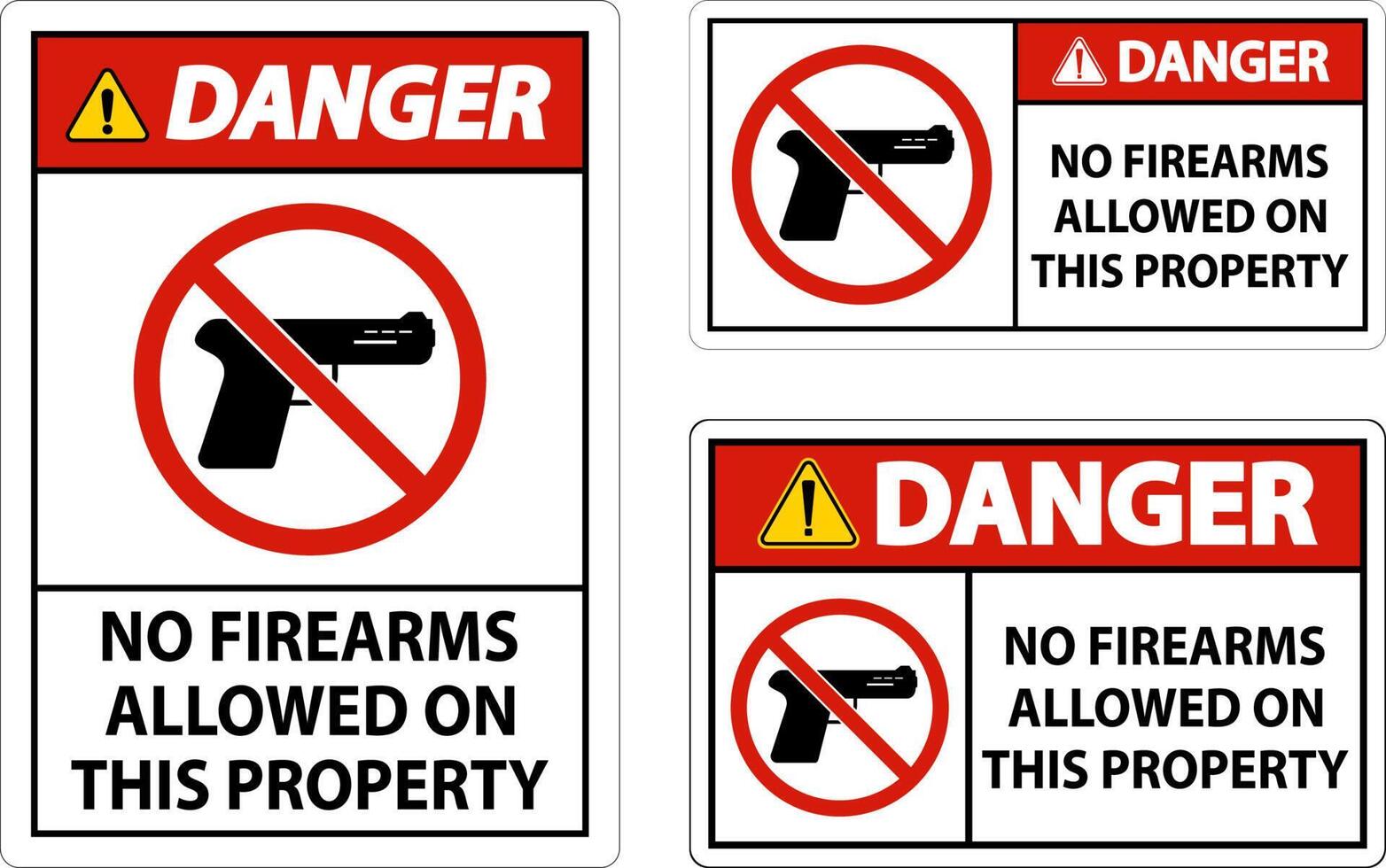 Danger Sign No Firearms Allowed On This Property vector