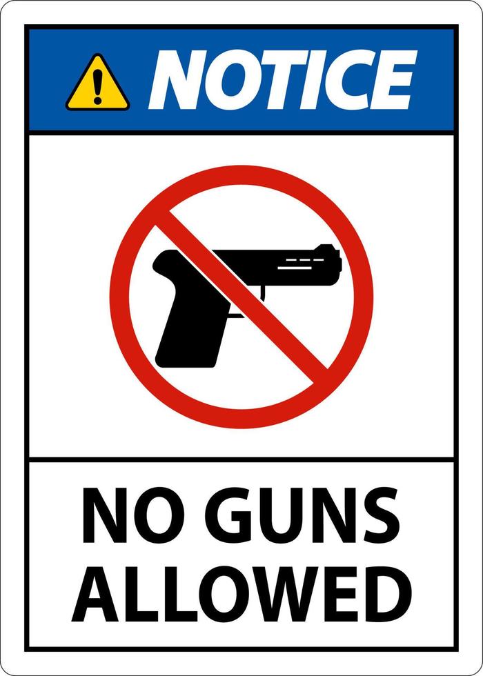 No Gun Rules Sign, Notice No Guns Allowed vector