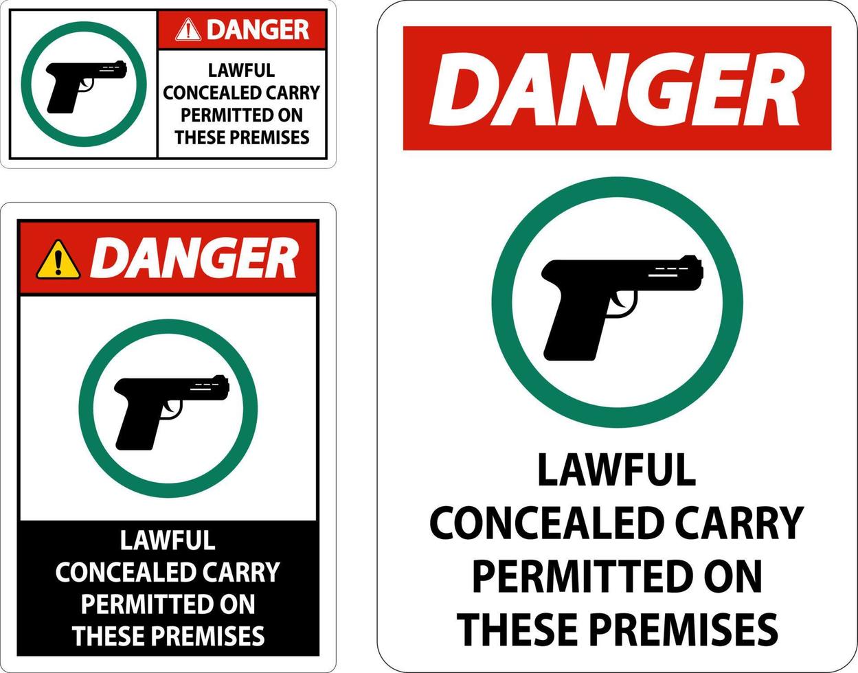 Danger Firearms Allowed Sign Lawful Concealed Carry Permitted On These Premises vector