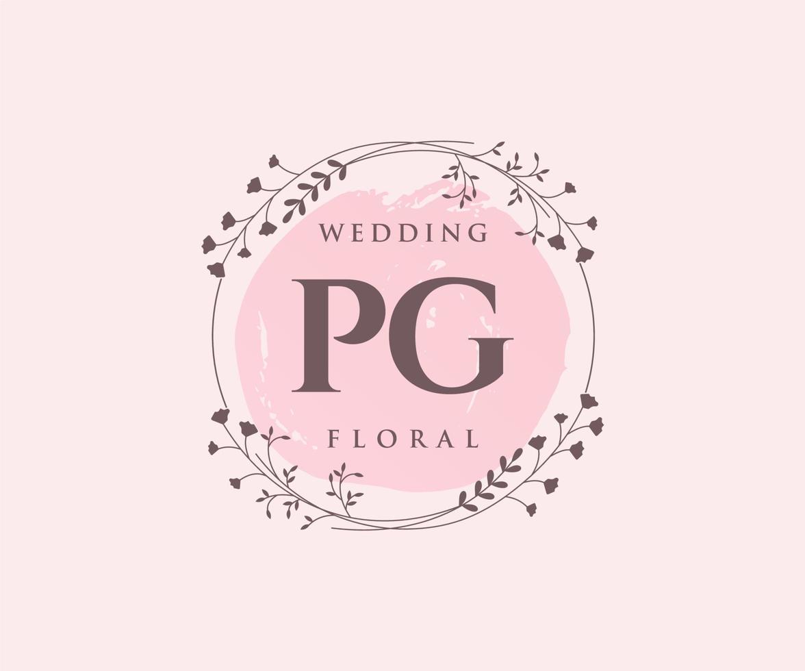 PG Initials letter Wedding monogram logos template, hand drawn modern minimalistic and floral templates for Invitation cards, Save the Date, elegant identity. vector