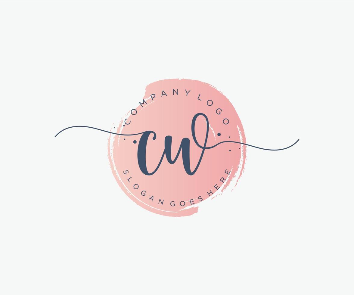 Initial CW feminine logo. Usable for Nature, Salon, Spa, Cosmetic and Beauty Logos. Flat Vector Logo Design Template Element.