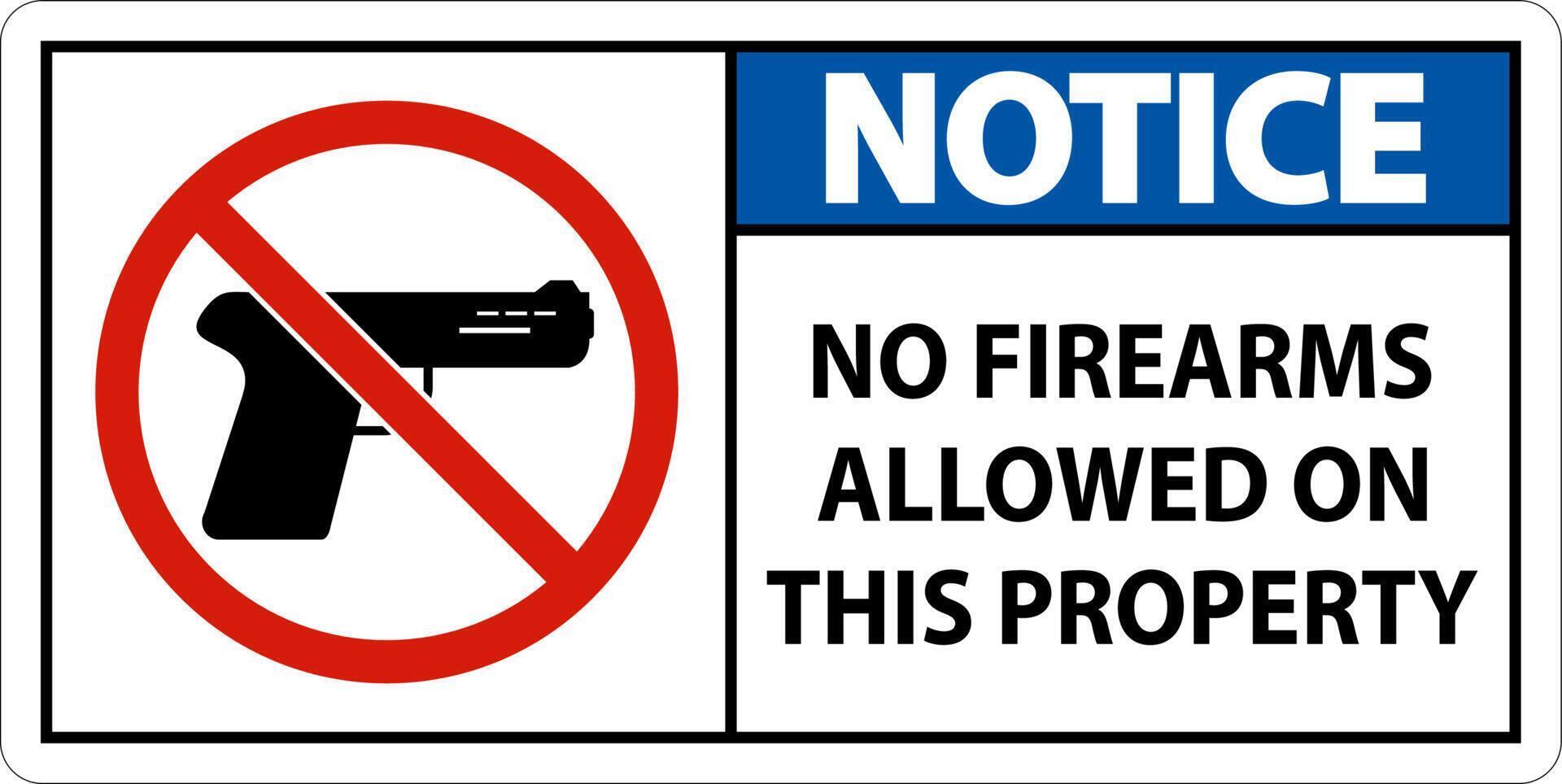 Notice Sign No Firearms Allowed On This Property vector