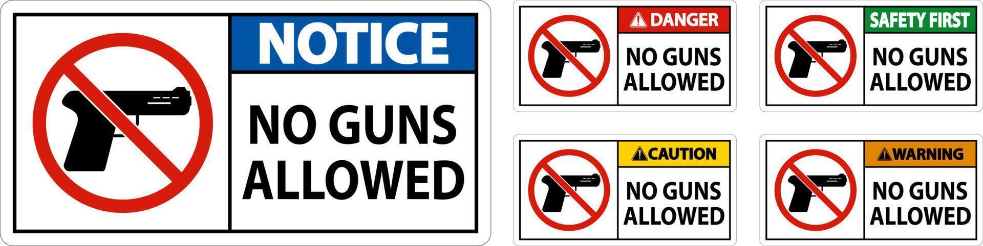 No Gun Rules Sign, Notice No Guns Allowed vector