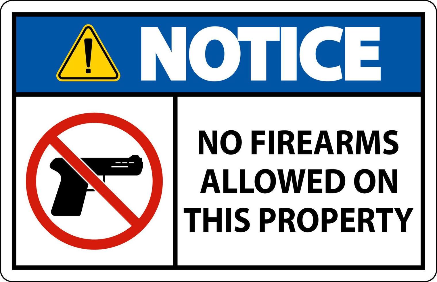 Notice Sign No Firearms Allowed On This Property vector