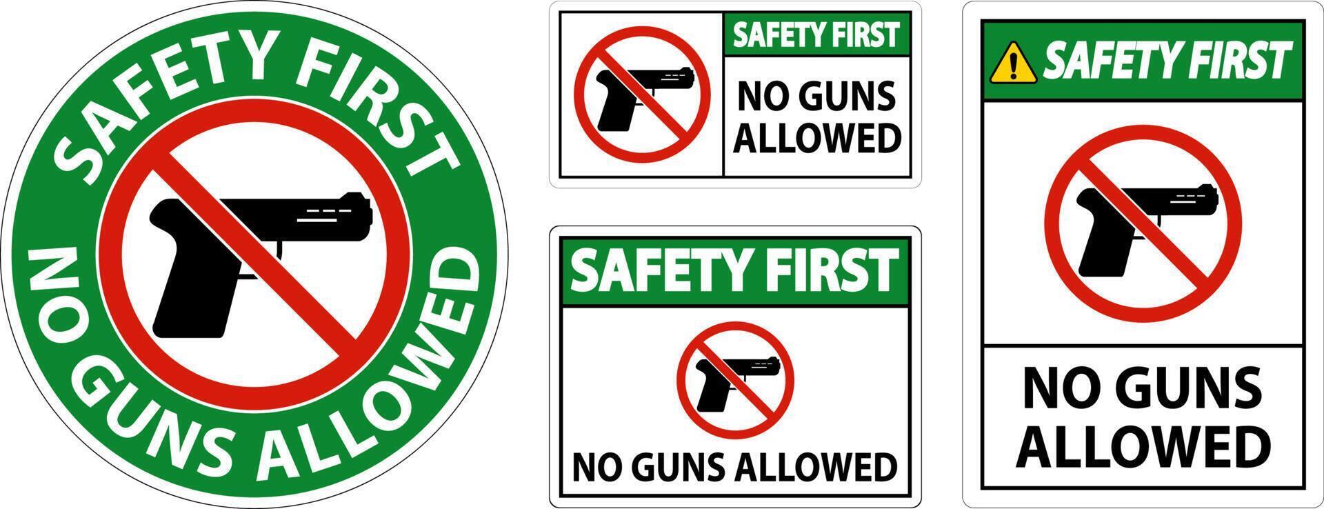 No Gun Rules Sign, Safety First No Guns Allowed vector