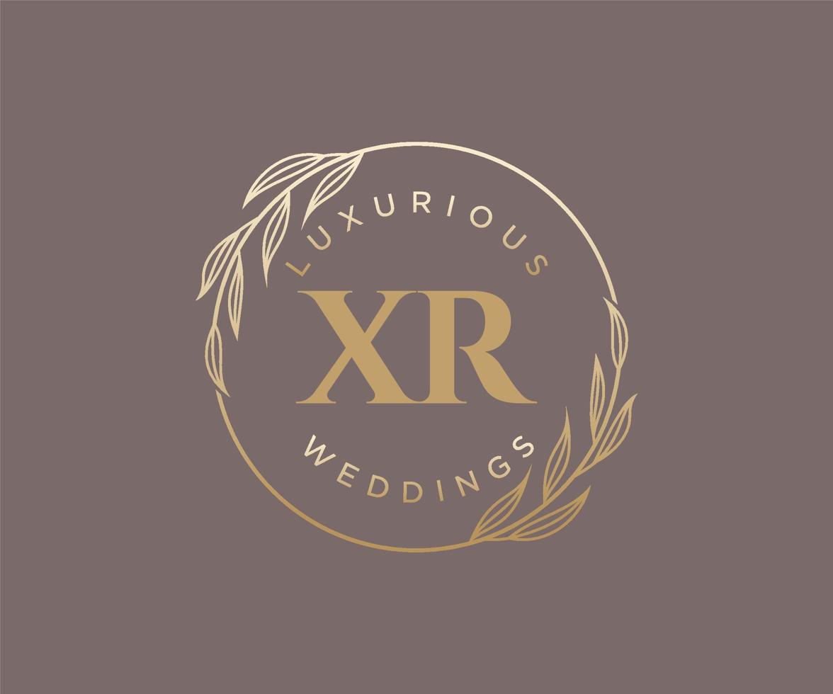 XR Initials letter Wedding monogram logos template, hand drawn modern minimalistic and floral templates for Invitation cards, Save the Date, elegant identity. vector