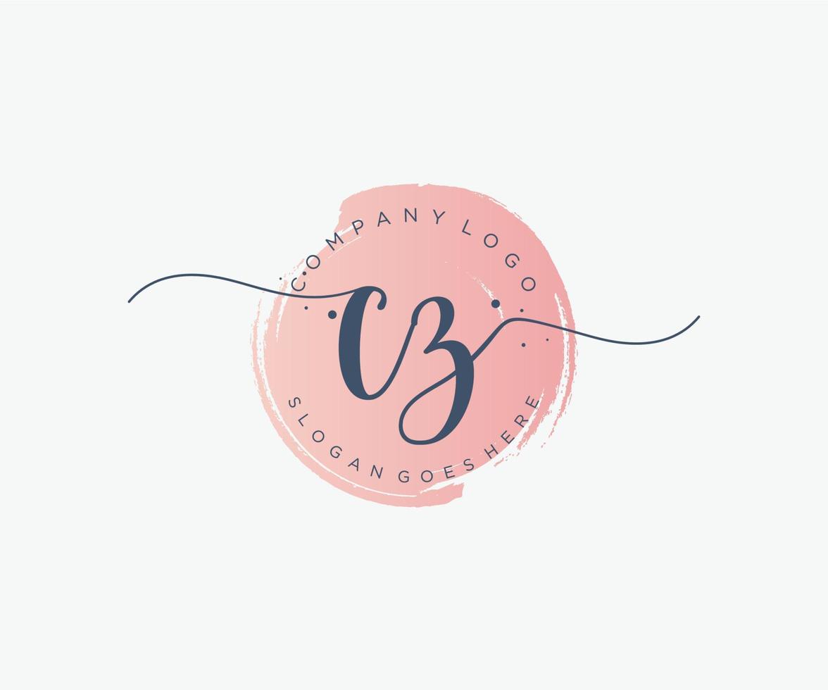Initial CZ feminine logo. Usable for Nature, Salon, Spa, Cosmetic and Beauty Logos. Flat Vector Logo Design Template Element.