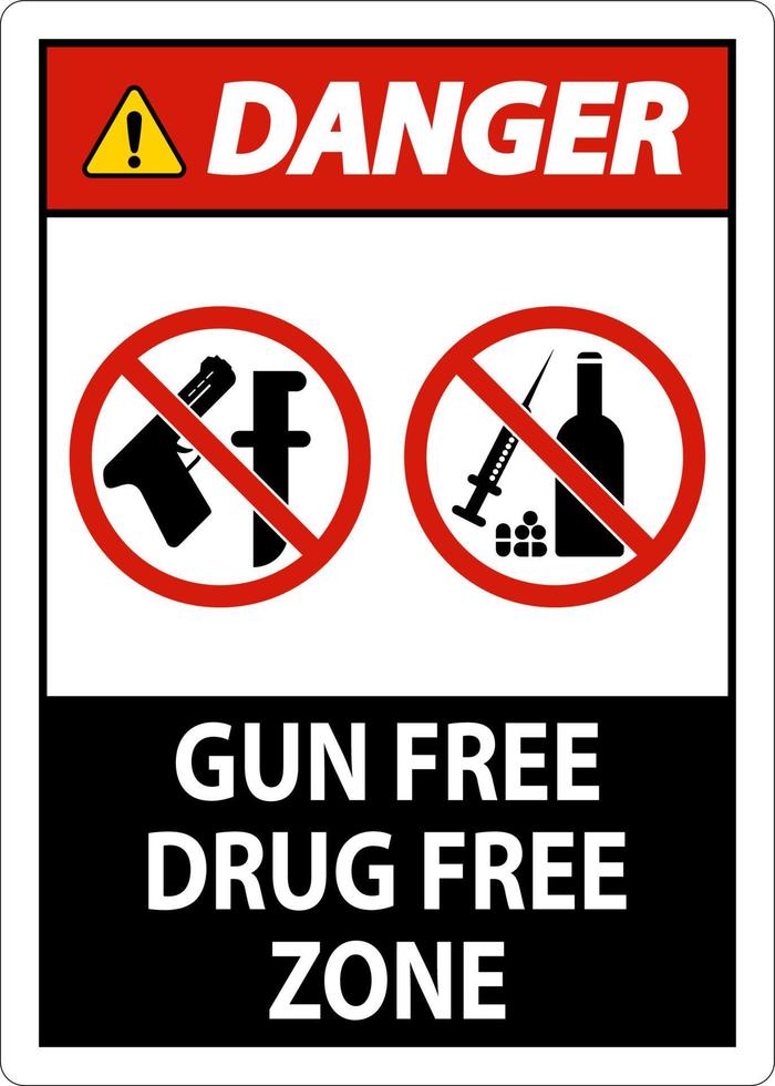 Danger Sign Gun Free Drug Free Zone vector