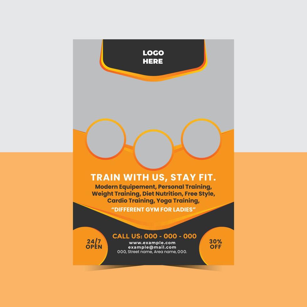 Creative Modern Fitness Flyer, Banner, Poster Design Template vector