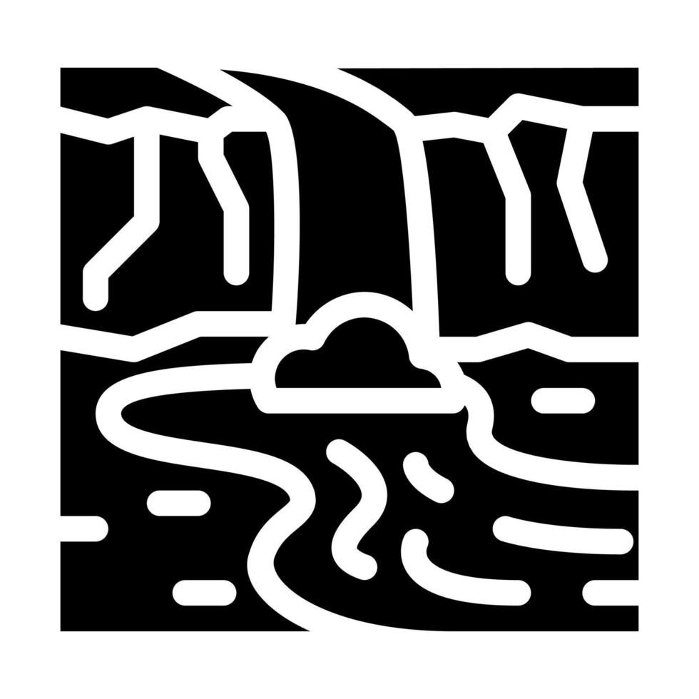 río entre montañas icono vector glifo ilustración