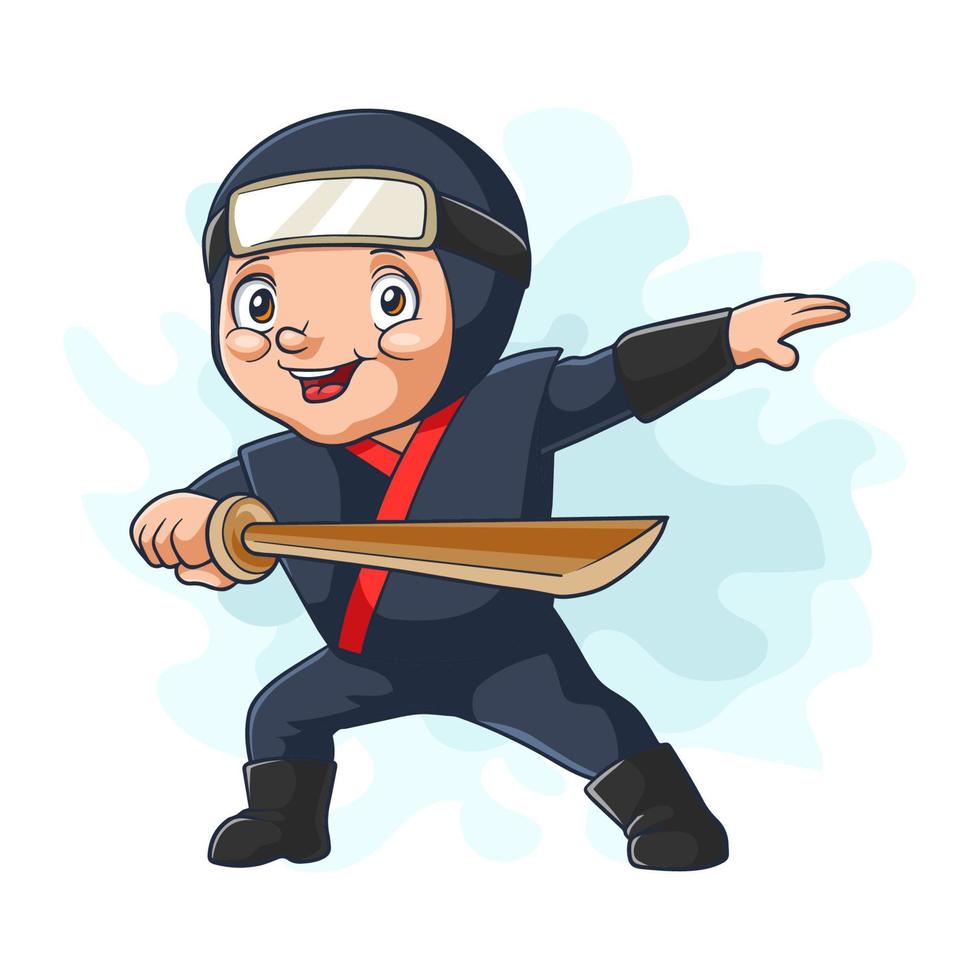 Cartoon ninja on white background vector