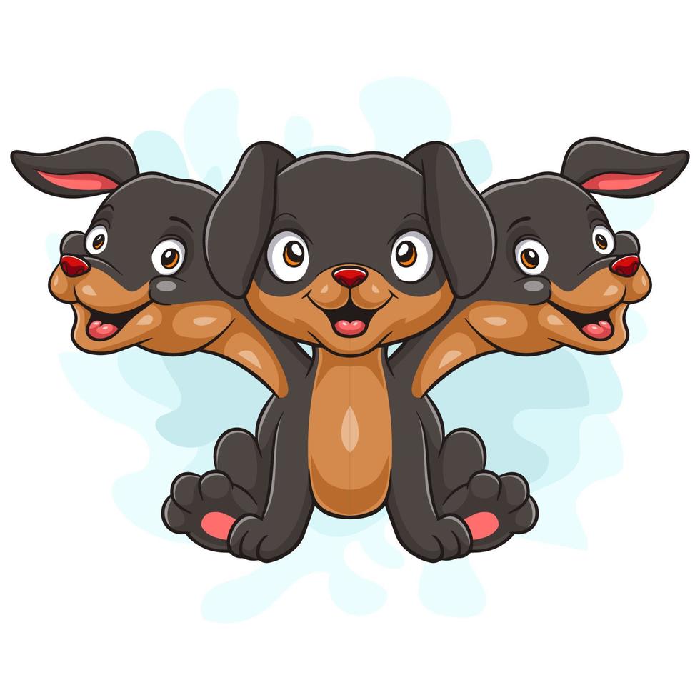 Cartoon little cerberus on white background vector