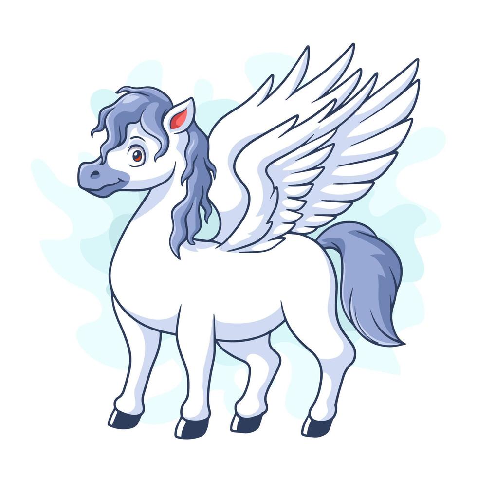 pegaso de dibujos animados sobre fondo blanco vector