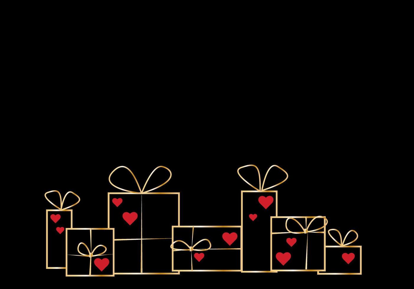 cajas de regalo con corazones rojos. ideal para tarjetas de san valentín, carteles de fiestas y volantes. ilustración de tarjeta de día de san valentín de letras vector