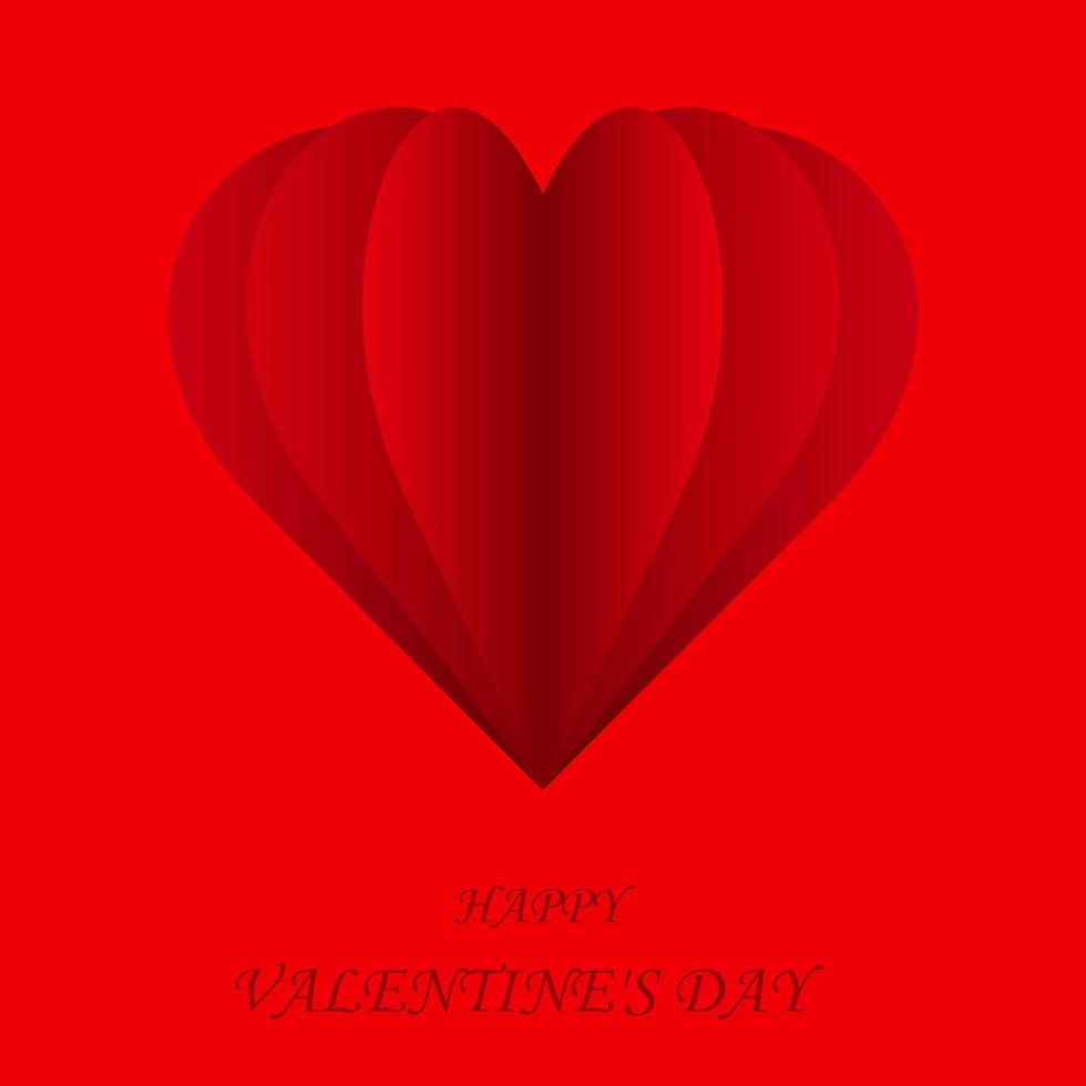 tarjeta de corazón rojo. objeto 3d vectorial realista. feliz día de san valentín diseño de tarjetas de felicitación. vector romantico