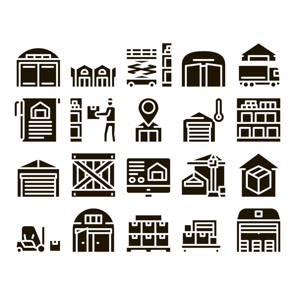 Warehouse And Storage Glyph Set Vector