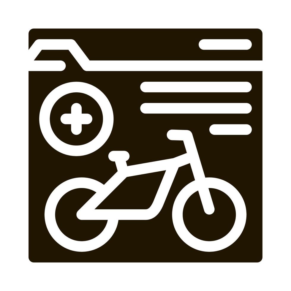 bicicleta compartir servicios información icono vector glifo ilustración